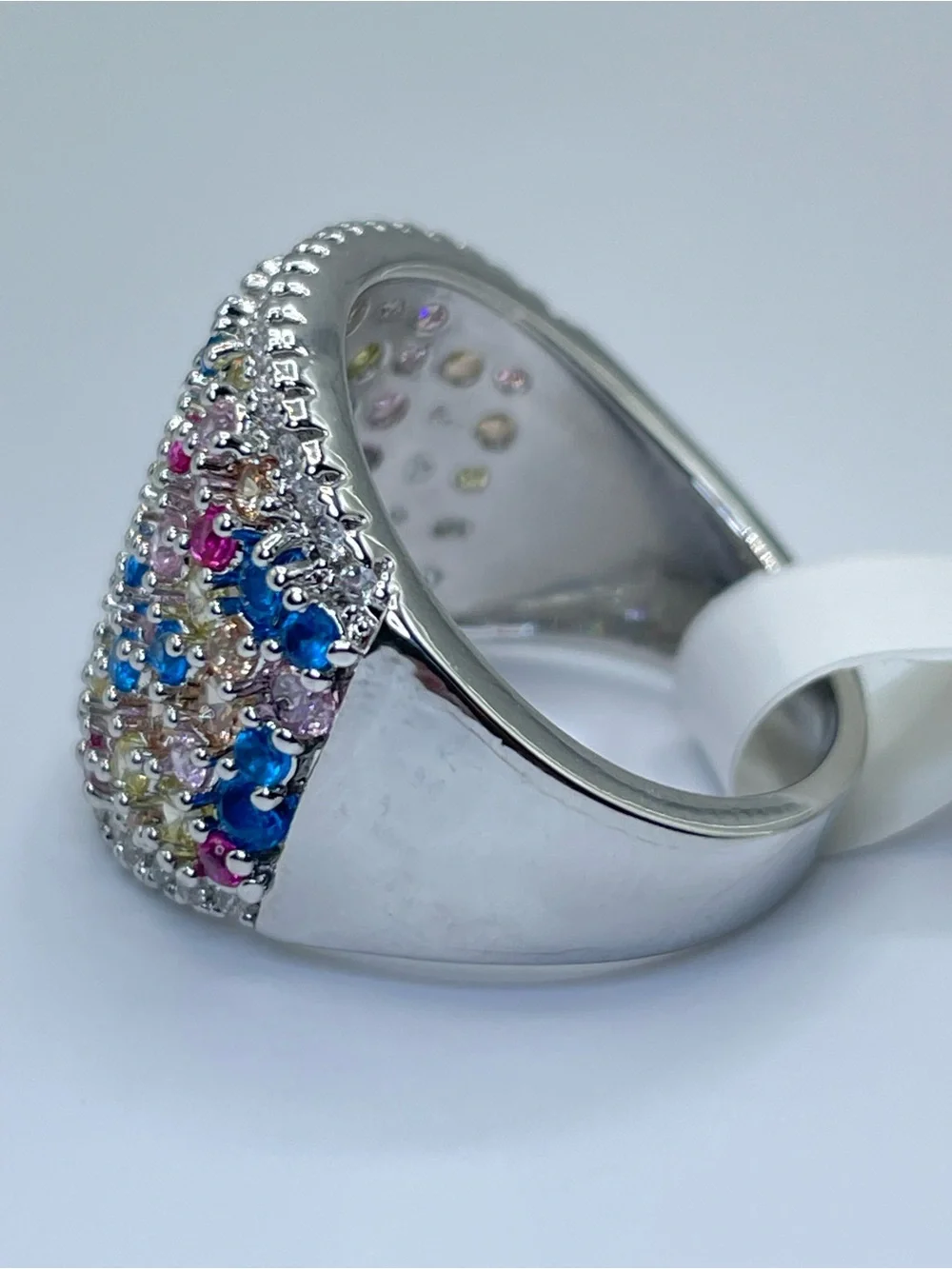 Swarovski Crystal Elements Multi Color Crystal Wide Statement Ring Size 8 Glam